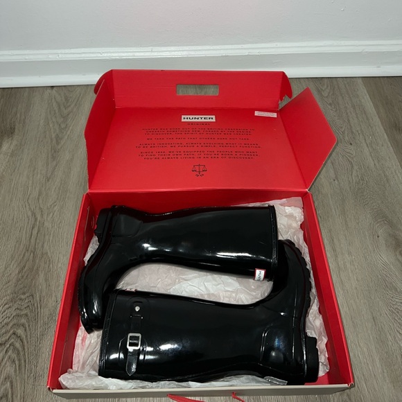 Hunter Unisex Gloss Original Kids Classic Rain Boots Little Kid Big Kid LIKE NEW - Picture 3 of 6